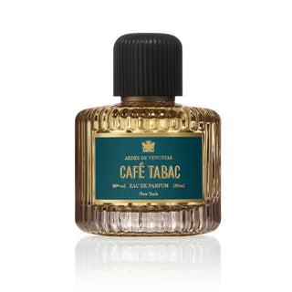 Flacone da 100 ml del profumo "Café Tabac" di Aedes de Venustas, elegante e sofisticato, con design scuro e dettagli dorati che evocano note intense di caffè e tabacco.