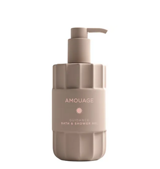 Flacone da 360ml di Amouage Guidance Bath & Shower Gel – gel doccia lussuoso con note di pera, incenso e vaniglia.