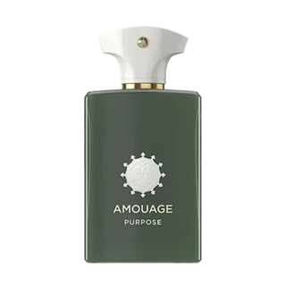 Flacone da 100 ml del profumo "Purpose" di Amouage, con design elegante e contemporaneo, simbolo di una fragranza profonda e ispiratrice con accenti legnosi e speziati.