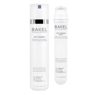 Flacone da 50 ml della crema anti-età globale "OXY-REGEN" con astuccio e ricarica, trattamento intensivo che rigenera, ossigena e restituisce vitalità alla pelle matura e stressata.