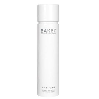 Flacone da 50 ml "The One" di BAKEL con astuccio ricaricabile, trattamento viso anti-età globale ad alte prestazioni per una pelle compatta, luminosa e visibilmente ringiovanita.