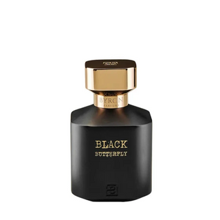 **Alt text (SEO friendly):**
Flacone da 75 ml del profumo "Black Butterfly" di Byron, extrait de parfum intenso e raffinato con note scure, gourmand e muschiate che riflettono eleganza, mistero e trasformazione.