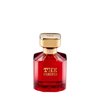 **Alt text (SEO friendly):**
Flacone da 75 ml del profumo "The Chronic Rouge Extreme" di Byron, extrait de parfum audace e provocante con note fruttate, gourmand e ambrate che sprigionano intensità e seduzione.