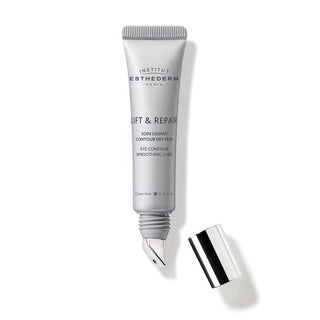 Flacone 15 ml di Institut Esthederm Lift & Repair Eye Contour Smoothing Care, gel contorno occhi lifting con peptidi, acido ialuronico e Cellular Water.