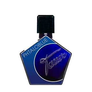 Flacone da 50 ml del profumo "Phtaloblue" di Tauer, dal design moderno e blu intenso, che richiama una fragranza marina e vibrante con note aromatiche e agrumate.