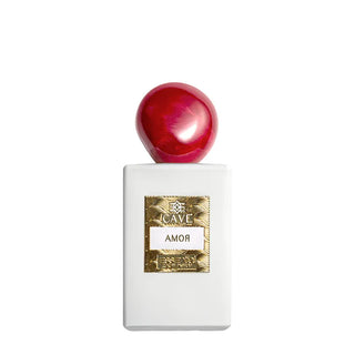 **Alt text (SEO friendly):**
Flacone da 100 ml del profumo "Amor" di Cave, extrait de parfum romantico e intenso con note floreali, speziate e muschiate che celebrano la passione e l’eleganza senza tempo.