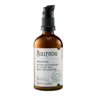 Bullfrog Agnostico All‑in‑One Balm 100 ml – balsamo multifunzione per barba, viso e corpo con fragranza anice, cuoio, tabacco e Bay Rum.