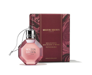 Delicious Rhubarb &amp; Rose Shower gel festive bauble
