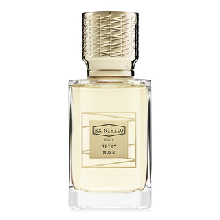 Flacone da 50ml di Ex Nihilo Spiky Muse Eau de Parfum – fragranza unisex con note di fragola upcycled, rosa, pistacchio e legni ambrati.