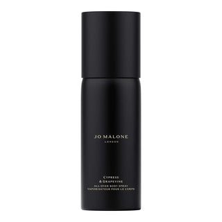 Flacone spray corpo 125 ml di Jo Malone London Cypress & Grapevine, finitura opaca nera, fragranza woody con cipresso, vite e ambra.