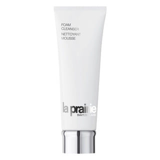 Foam Cleanser La Prairie 125 ml in confezione bianca elegante, mousse detergente lenitiva con liquirizia, tè verde e aloe vera.
