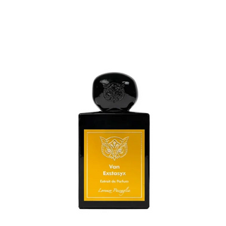 Flacone da 50 ml del profumo "Van Extasyx" di Lorenzo Pazzaglia, extrait de parfum gourmand e sensuale con note avvolgenti di vaniglia, resine e sfumature orientali.