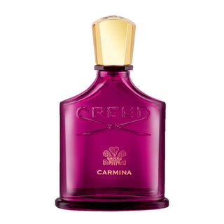 Flacone da 75 ml del profumo "Carmina", dal design elegante e raffinato, che racchiude una fragranza intensa e seducente con accordi floreali, fruttati e speziati.