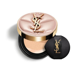 YSL Skin Affair Cushion Foundation fondotinta cushion effetto soft glow 14g in elegante compatto rosa con logo Yves Saint Laurent