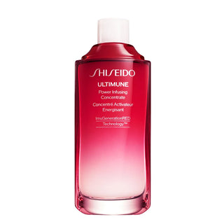 Flacone ricarica da 50ml di Shiseido Ultimune Power Infusing Concentrate, siero antiossidante per una pelle più forte e luminosa.